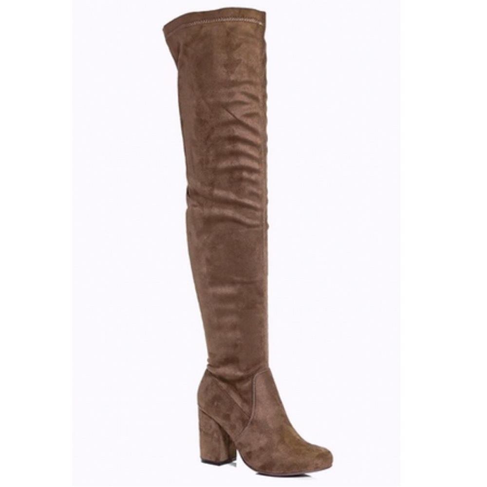 Block Heel Thigh High Boots